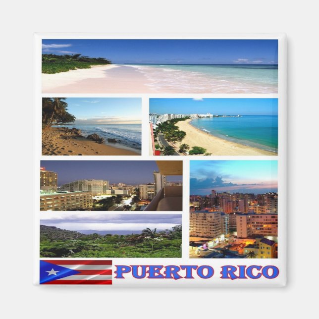 zPR006 PUERTO RICO,  Mosaic, Americ, Fridge Magnet (Front)