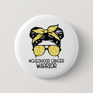 Zqxj Messy Bun Yellow Ribbon Childhood Cancer Warr 6 Cm Round Badge