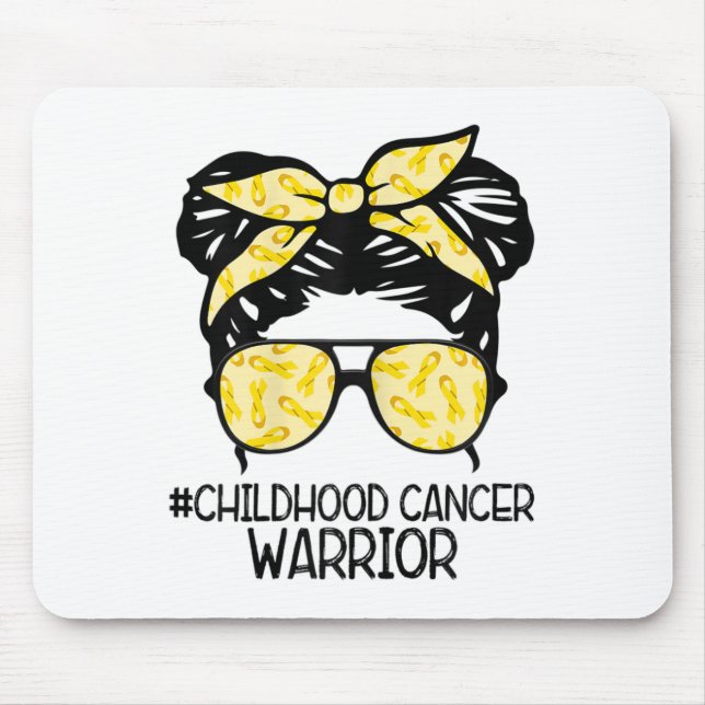 Zqxj Messy Bun Yellow Ribbon Childhood Cancer Warr Mouse Pad (Front)
