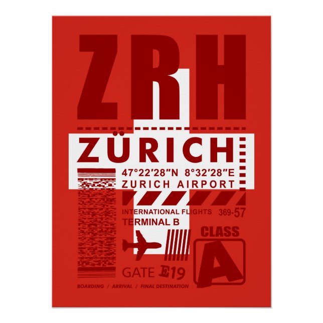 ZRH Zurich Airport Poster (Front)