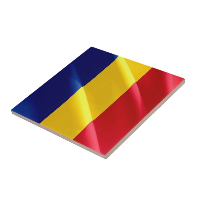 zRO002 ROMANIAN waving FLAG ROMANIA, Tile (Side)