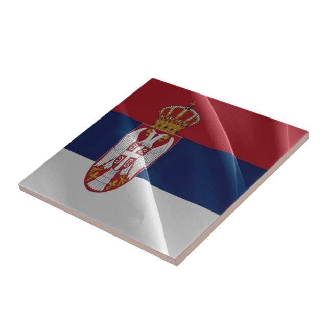 zRS002 SERBIAN waving FLAG SERBIA, Europe, Tile (Side)