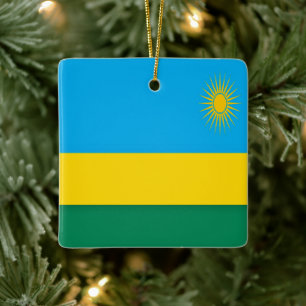 zRW001 RWANDA Flag, Africa, Ceramic Ornament