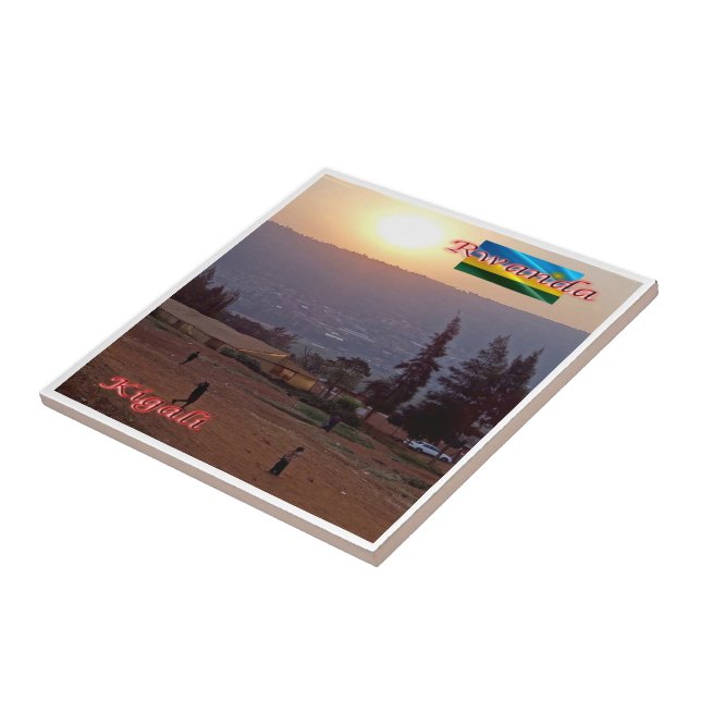 zRW006 KIGALI, Rwanda by Night, Africa,  Tile (Side)