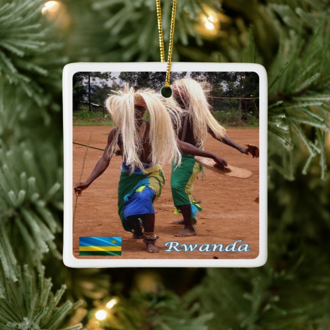 zRW010 RWANDA, Traditional Rwandan dancers,  Ceramic Ornament (Tree)
