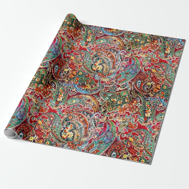 Zsa Zsa Paisley Wrapping Paper (Unrolled)
