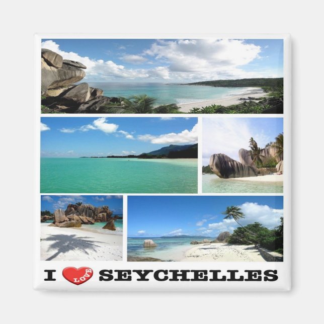 zSC013 SEYCHELLES I Love, Mosaic, Africa, Fridge Magnet (Front)