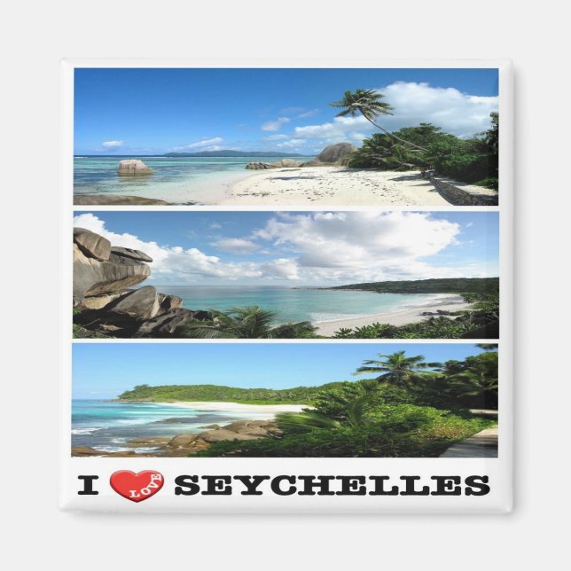 zSC022 SEYCHELLES, I Love, Mosaic, Africa, Fridge Magnet (Front)