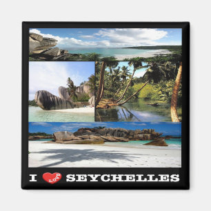 zSC024 SEYCHELLES, I Love, La Digue, Mosaic,Fridge Magnet