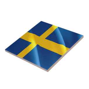 zSE002 SWEDISH waving FLAG SWEDEN, Tile