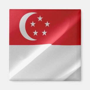 zSG002 waving Singaporean FLAG Singapore, Fridge Magnet