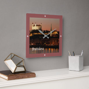 zSK005 BRATISLAVA, Slovakia, Europe, Square Wall Clock