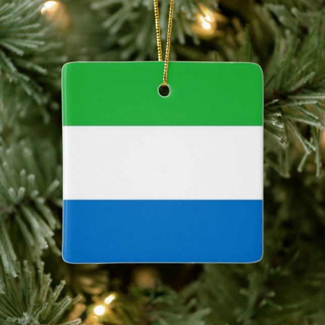 zSL001 SIERRA LEONE Flag, Africa, Ceramic Ornament (Tree)