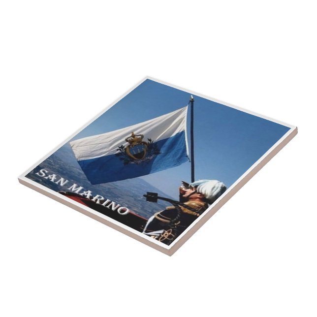 zSM008 GENDARME with flag, San marino, Tile (Side)