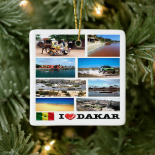zSN013 DAKAR I Love, Mosaic, Senegal, Ceramic Ornament