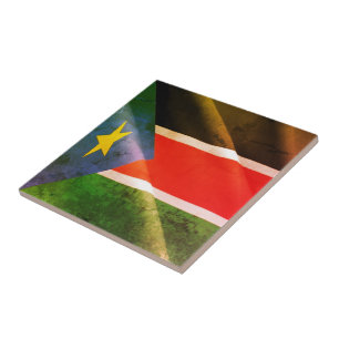 zSS002 SOUTH SUDAN, Waving Flag, Africa, Tile
