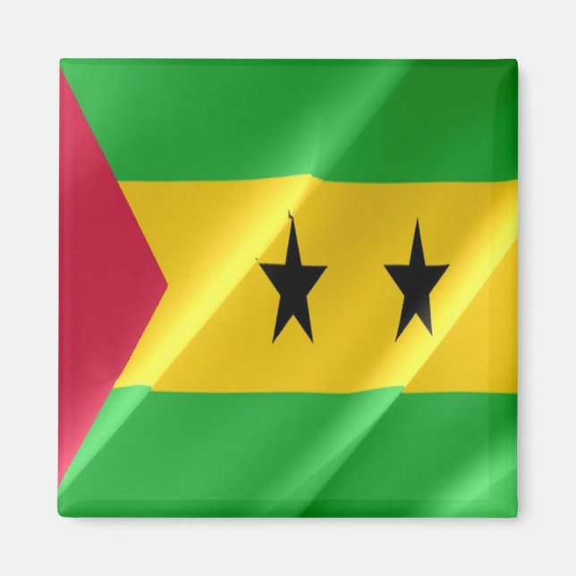 zST002 SAO TOME' and PRINCIPE, Waving Flag, Fridge Magnet (Front)