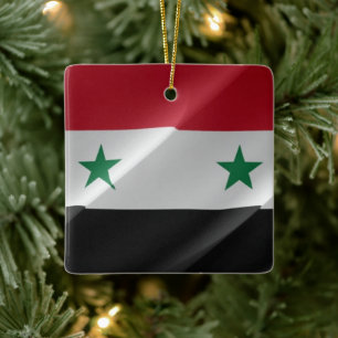 zSY002 waving  Syrian FLAG Syria, Ceramic Ornament