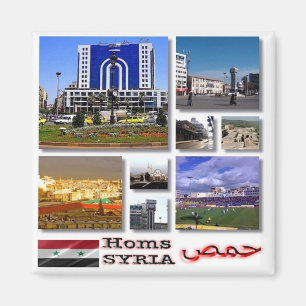 zSY006 collage of HOMS Syria, Asia, Fridge Magnet