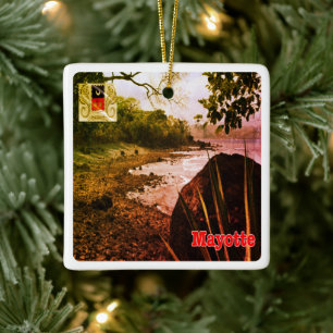 zT003 MAYOTTE, Beach, Africa, Ceramic Ornament