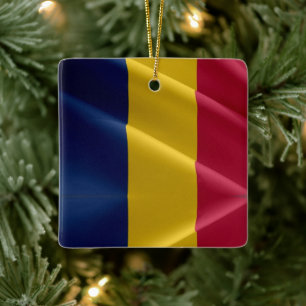 zTD002 CHAD, Waving Flag, Africa, Ceramic Ornament