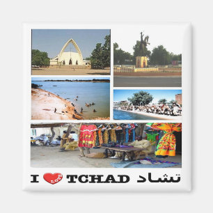 zTD007 CHAD I Love, Mosaic, Africa, Fridge Magnet