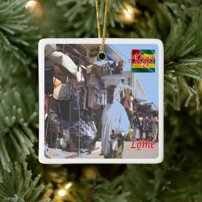 zTG004 LOME' Togo, Africa, Ceramic Ornament (Tree)