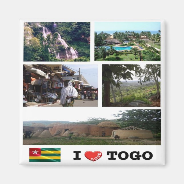 zTG009 TOGO I Love, Mosaic, Africa, Fridge Magnet (Front)