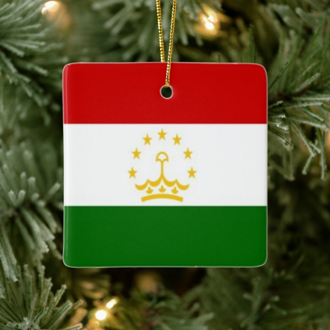 zTJ001 Tajik FLAG Tajikistan, Asia, Ceramic Ornament (Tree)