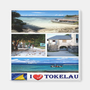 zTK003 TOKELAU ISLAND I LOVE, Mosaic, Fridge Magnet