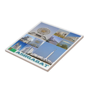 zTM003 collage of ASHGABAT, Turkmenistan, Tile
