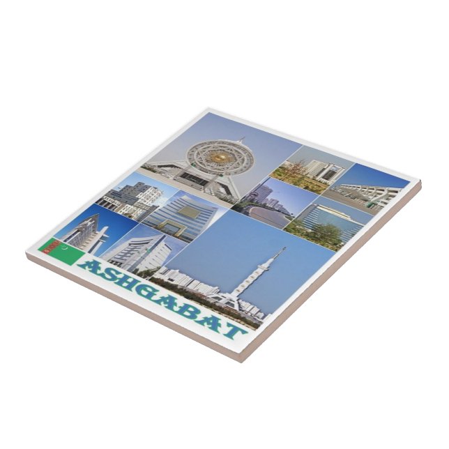 zTM003 collage of ASHGABAT, Turkmenistan, Tile (Side)