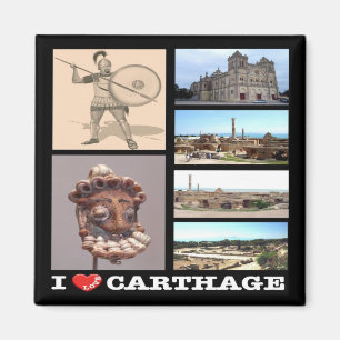 zTN016 CARTHAGE I Love, Mosaic, Tunisia, Fridge Magnet