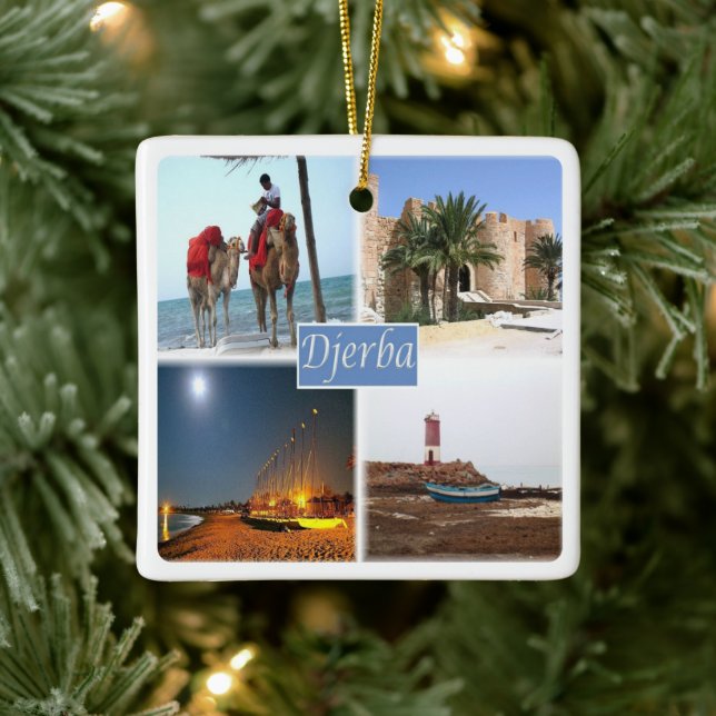 zTN017 DJERBA, Mosaic, Tunisia, Africa, Ceramic Ornament (Tree)