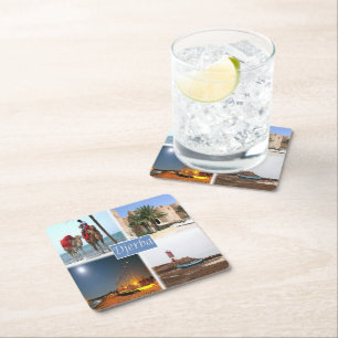 zTN017 DJERBA, Mosaic, Tunisia, Africa, Square Pap Paper Coaster