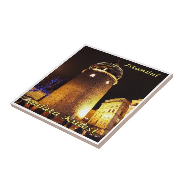 zTR015 ISTANBUL GALATA TOWER by night, Tile (Side)