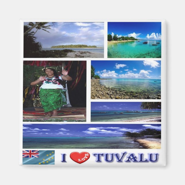 zTV003 TUVALU I LOVE, Mosaic, Oceania, Fridge Magnet (Front)
