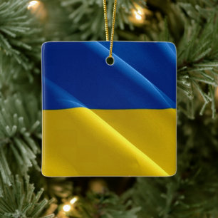 zUA002 UKRAINE waving FLAG ukrainian, Ceramic Ornament