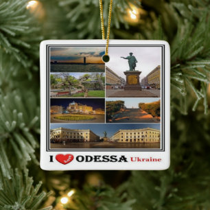zUA003 ODESSA I LOVE, Ukraine, Europe, Ceramic Ornament