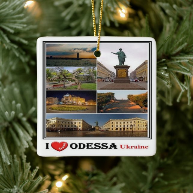 zUA003 ODESSA I LOVE, Ukraine, Europe, Ceramic Ornament (Tree)