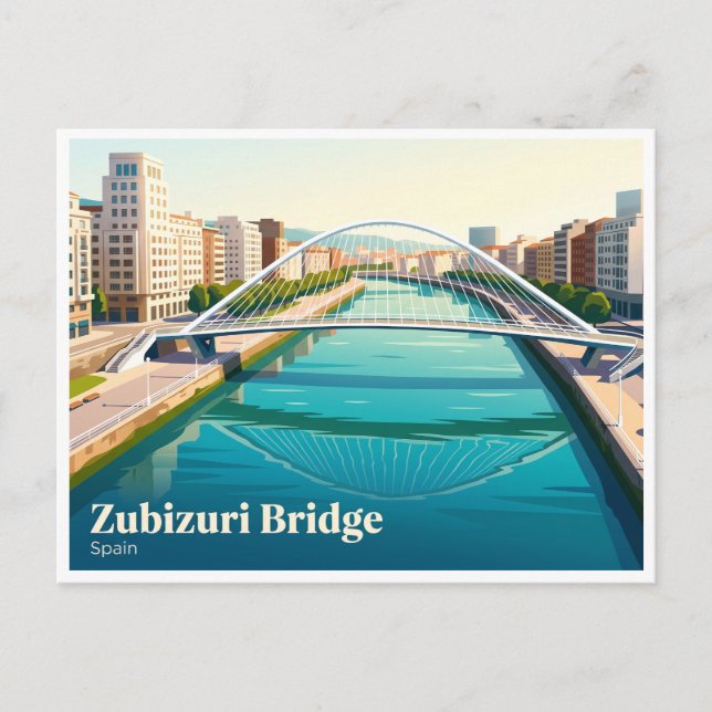 Zubizuri Bridge Bilbao Spain Postcard (Front)