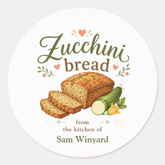 Zucchini Bread Homemade Baking Label (Front)