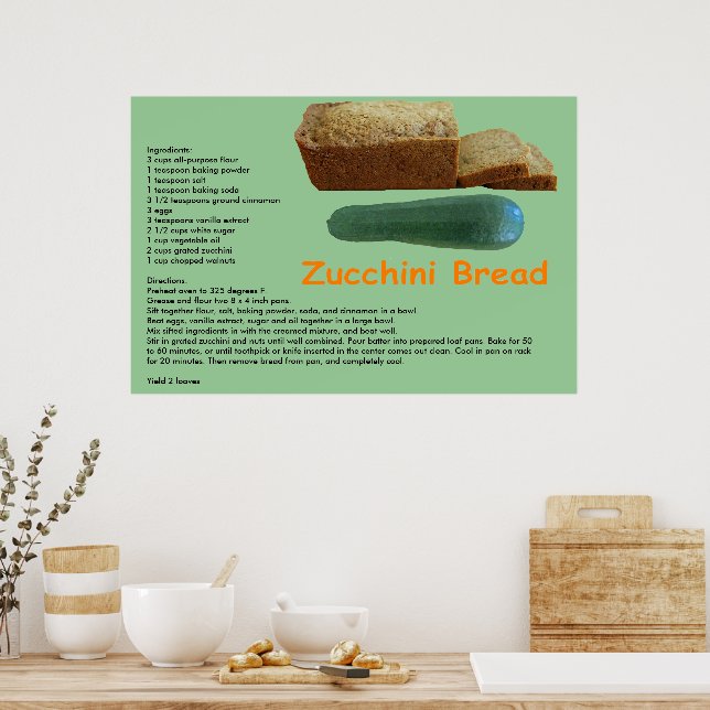 Zucchini Bread Recipe Print (Kitchen)