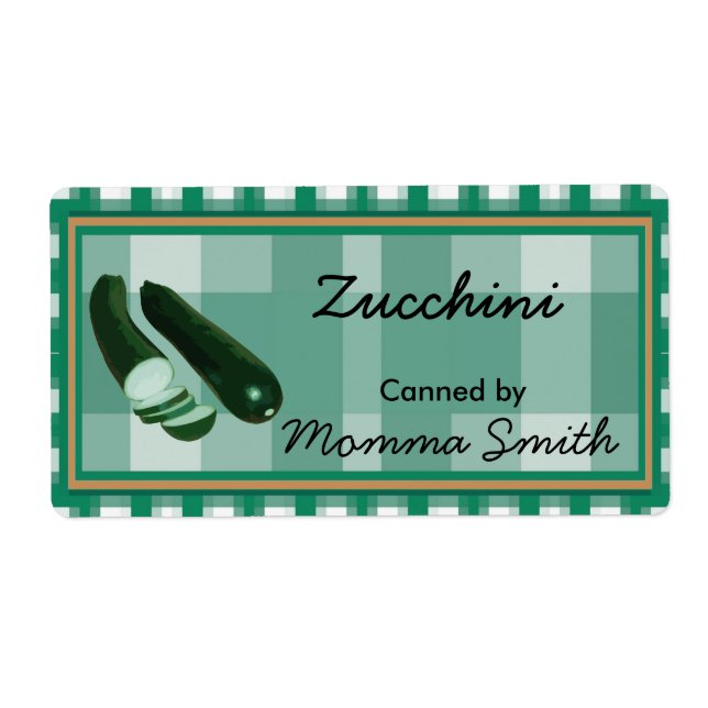 Zucchini Custom Canning Labels (Front)
