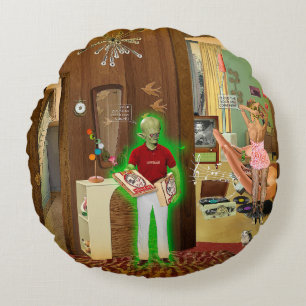 Zucchini Pizza Round Cushion