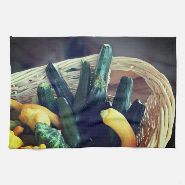 Zucchini Summer Squash Gourds Vegetables   Tea Towel (Horizontal)