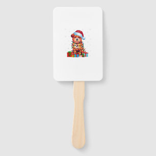 Zuchon Dog Ugly Xmas Lights Santa Hat Zuchon Dog C Hand Fan