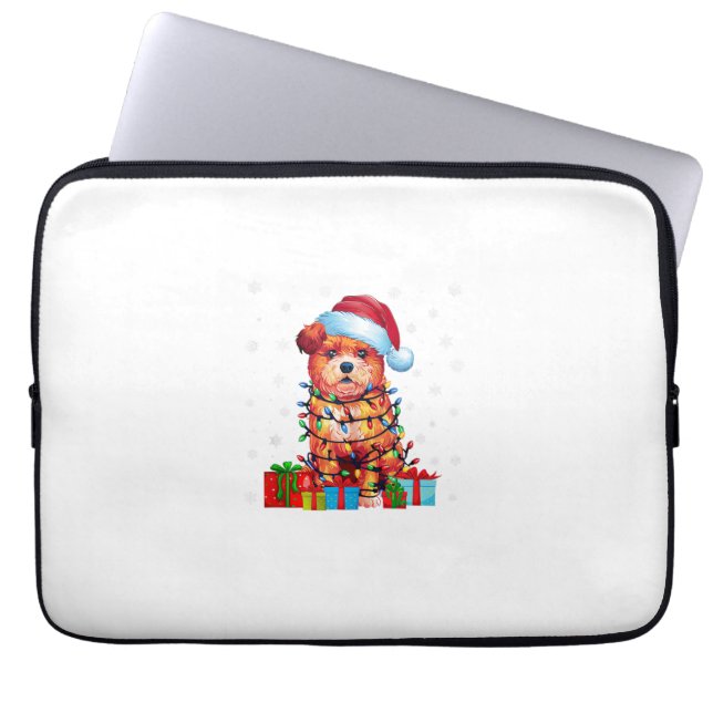 Zuchon Dog Ugly Xmas Lights Santa Hat Zuchon Dog C Laptop Sleeve (Front)