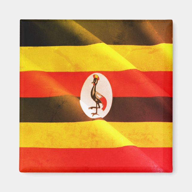 zUG002 UGANDA, Waving Flag. Africa, Fridge Magnet (Front)