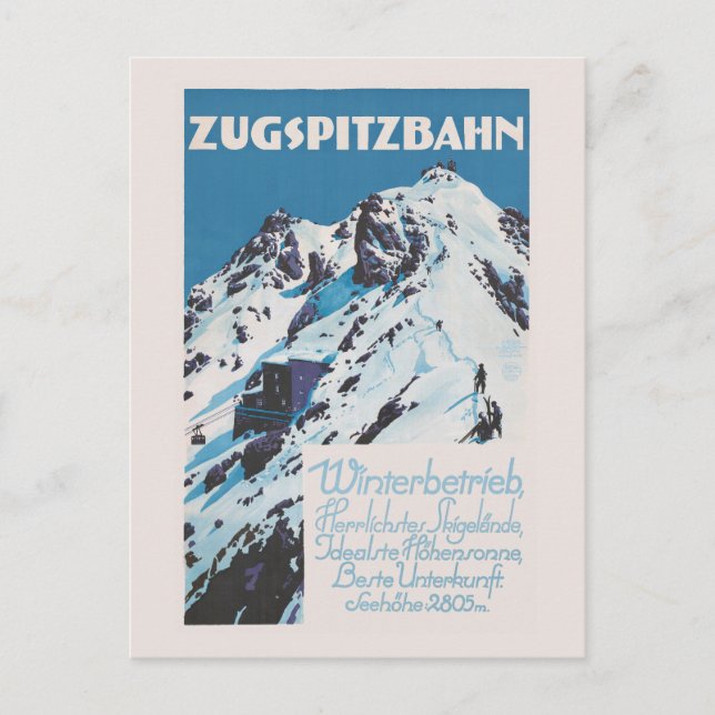 Zugspitzbahn Vintage Poster 1927 Postcard (Front)